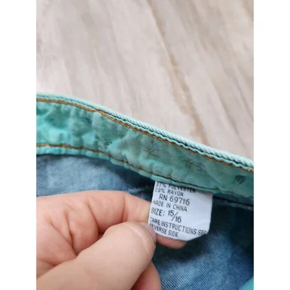 Studbaker Blue Acid Wash Denim Jean Mini Skirt Pockets Sz 15/16 EUC Classic - Picture 4 of 9